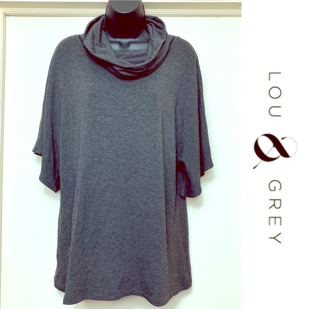 Lou & Grey Dark Gray Cowl Neck Top
